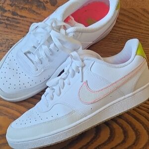 Nike Court Vision Sneakers with Pink and Yellow Highlights